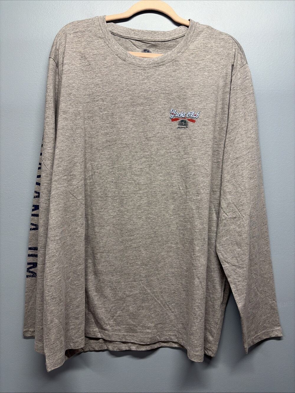 NWT Havana Jim Mens XL Members Only Yacht Club Long Sleeve Graphic Tee/Gray
